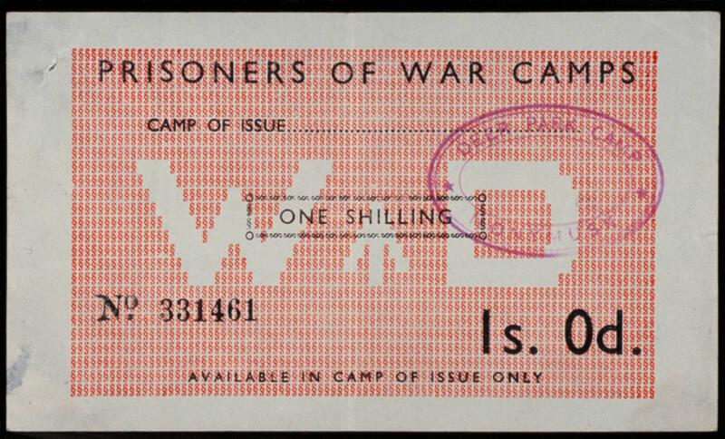 World War II P.O.W.Coupon: Value One Shilling