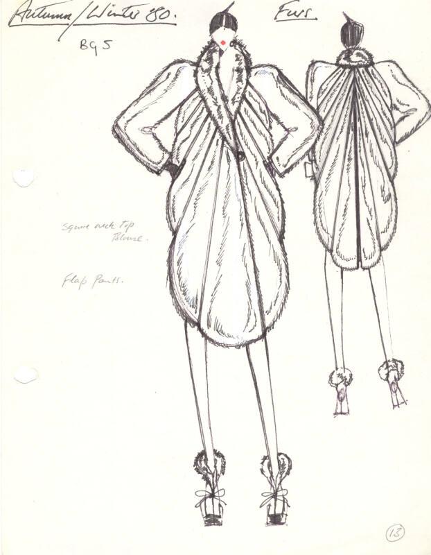 Drawing of Fur Coat for Autumn/Winter 1980 Collection