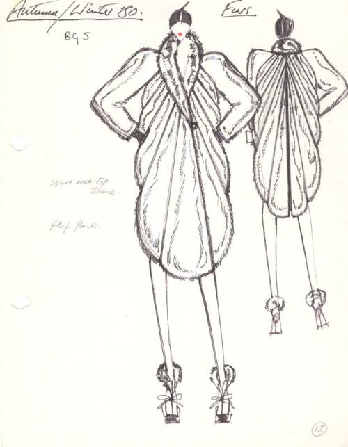 Drawing of Fur Coat for Autumn/Winter 1980 Collection