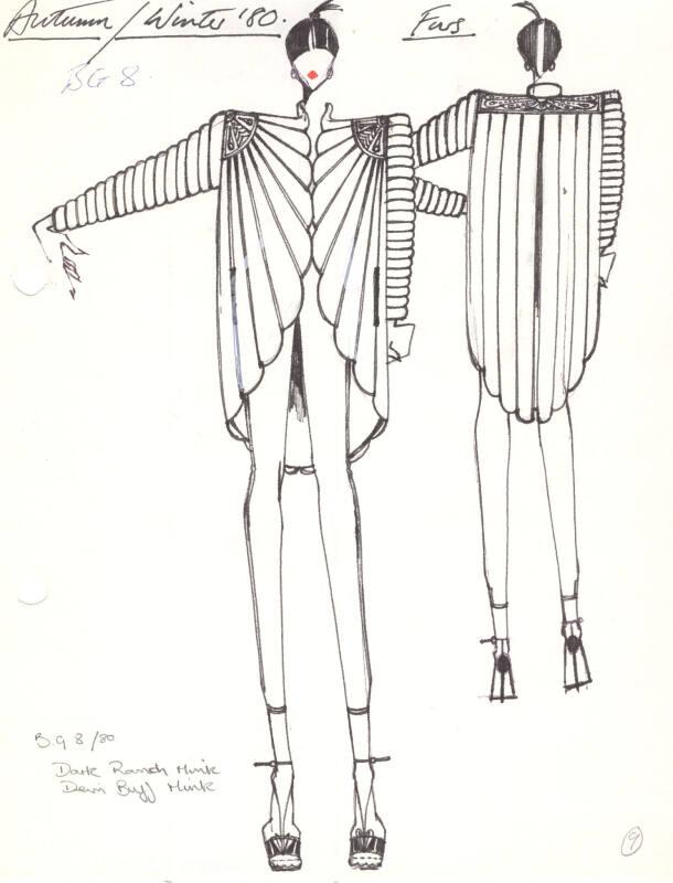 Drawing of Fur Coat for Autumn/Winter 1980 Collection