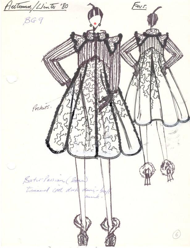 Drawing of Fur Coat for Autumn/Winter 1980 Collection