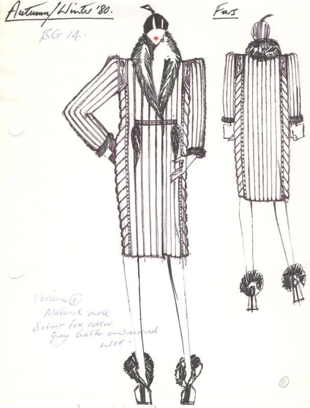 Drawing of Fur Coat for Autumn/Winter 1980 Collection