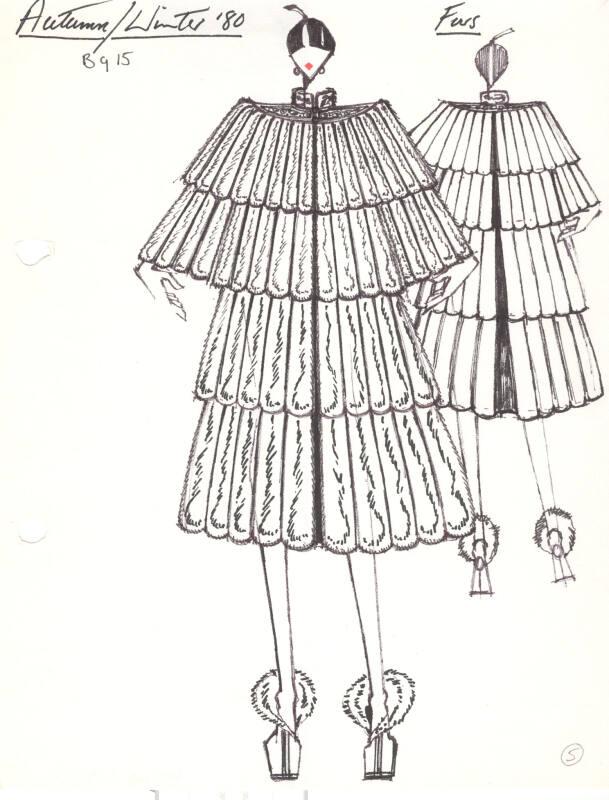 Drawing of Fur Coat for Autumn/Winter 1980 Collection