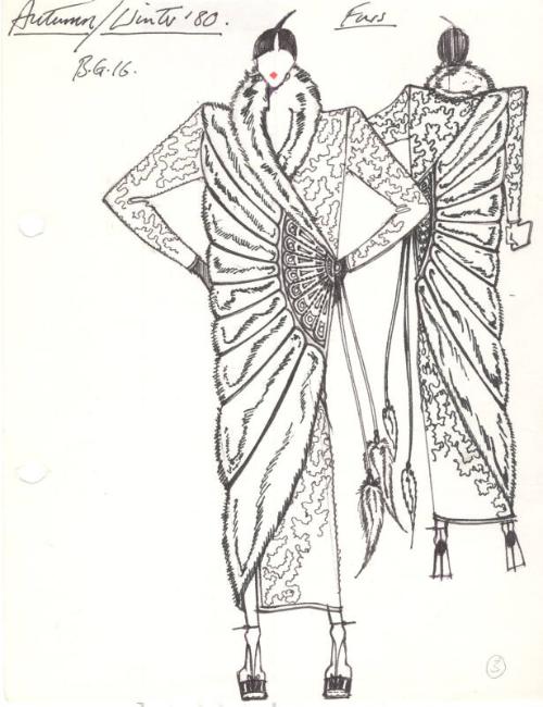 Drawing of Fur Coat for Autumn/Winter 1980 Collection