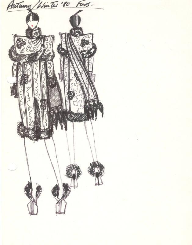 Drawing of Fur Coat for Autumn/Winter 1980 Collection