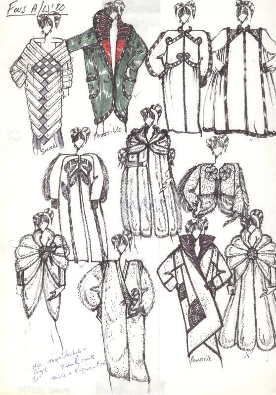 Drawing of Fur Coat for Autumn/Winter 1980 Collection