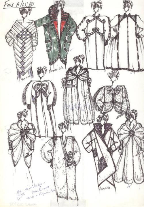 Drawing of Fur Coat for Autumn/Winter 1980 Collection
