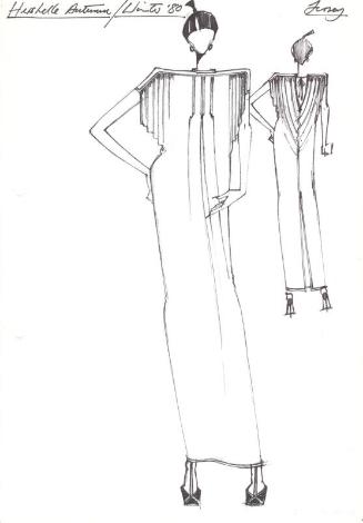 Drawing of Dress for Autumn/Winter 1980 Jersey Collection for Hershelle