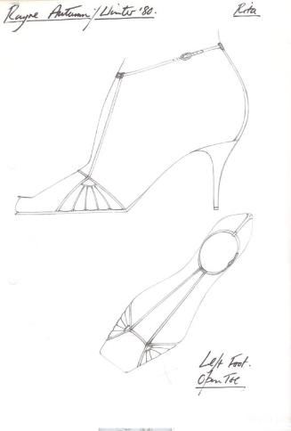 Drawing of Open-Toe High-Heeled Strappy Sandal