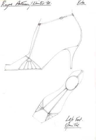 Drawing of Open-Toe High-Heeled Strappy Sandal