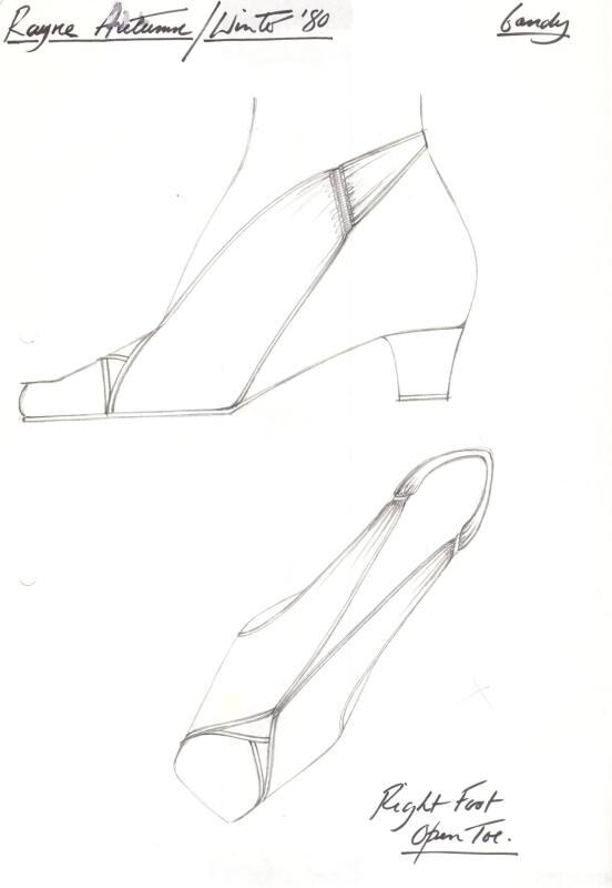 Drawing of Open-Toed Slingback Sandal for Autumn/Winter 1980 Collection