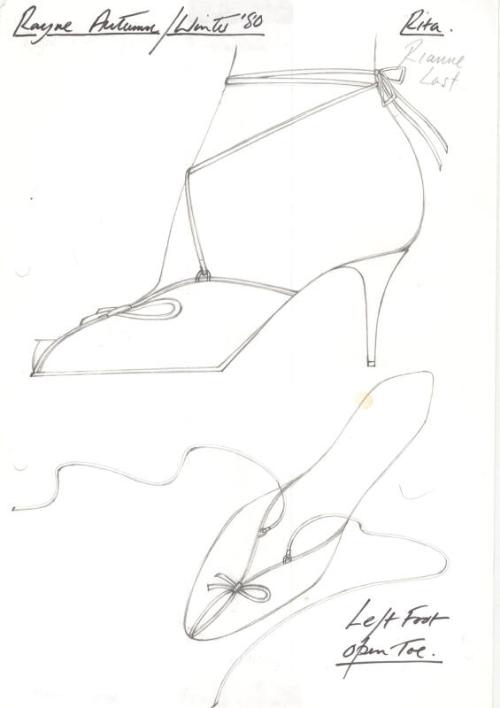 Drawing of Stiletto Shoe with Ankle Ties for Autumn/Winter 1980 Collection