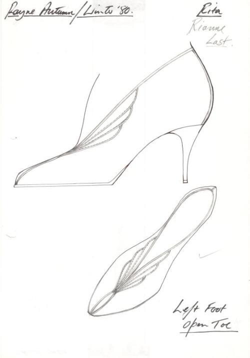 Drawing of Stiletto Shoe with Open Toe for Autumn/Winter 1980 Collection