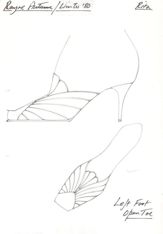 Drawing of Stiletto Shoe with Open Toe for Autumn/Winter 1980 Collection