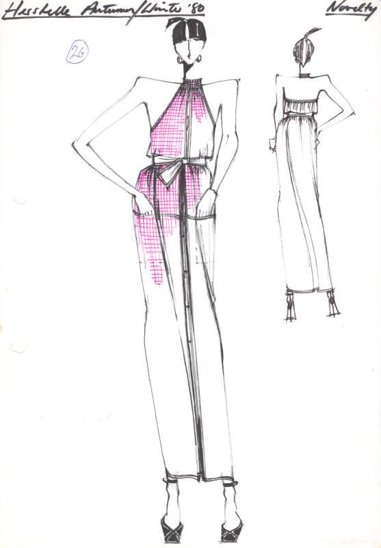 Drawing of Dress for Autumn/Winter 1980 Novelty Collection for Hershelle