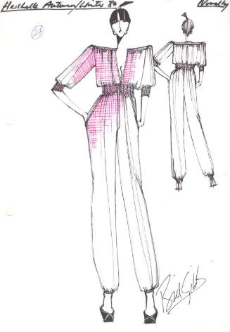 Drawing of Jumpsuit for Autumn/Winter 1980 Collection for Hershelle