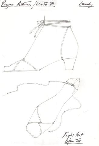 Drawing of Sandal with Ankle Ties for Autumn/Winter 1980 Collection
