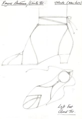 Drawing of Shoe with Ankle Ties for Autumn/Winter 1980 Collection