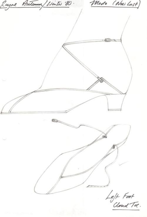 Drawing of Shoe with Buckle Fastening at Ankle for Autumn/Winter 1980 Collection