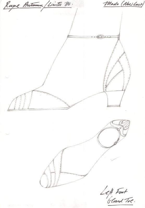 Drawing of Shoe with Buckle Fastening at Ankle for Autumn/Winter 1980 ...