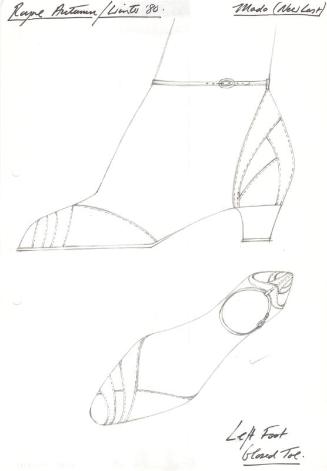 Drawing of Shoe with Buckle Fastening at Ankle for Autumn/Winter 1980 Collection