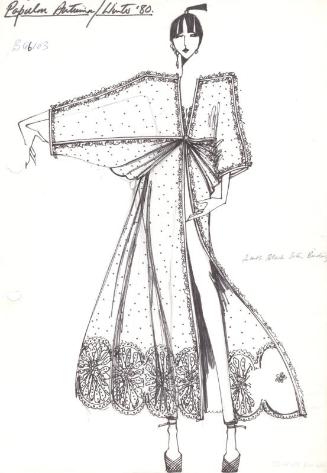 Drawing of Coat for Autumn/Winter 1980 Collection for Papillon