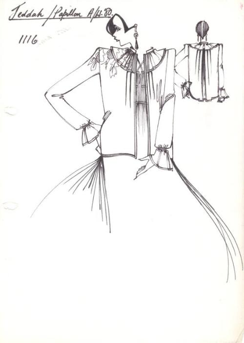 Drawing of Jacket for Autumn/Winter 1980 Collection for Jeddah/Papillon