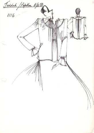 Drawing of Jacket for Autumn/Winter 1980 Collection for Jeddah/Papillon