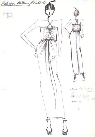 Drawing of Top and Skirt for Autumn/Winter 1980 Collection for Papillon