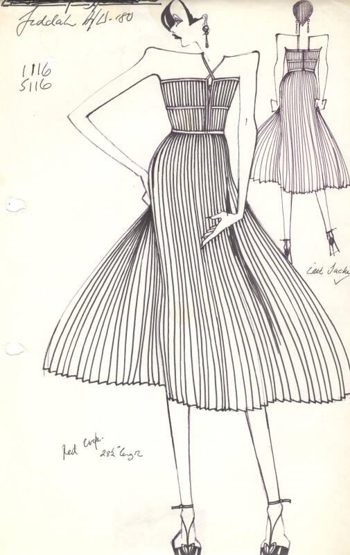 Drawing of Dress for Autumn/Winter 1980 Jersey Collection for Papillon