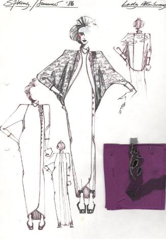 Drawing of Jersey Gown and Jacket for Lady Sheila Attenborough
