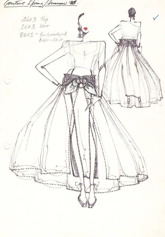 Drawing of Skirt and Top for Spring/Summer 1983 Collection