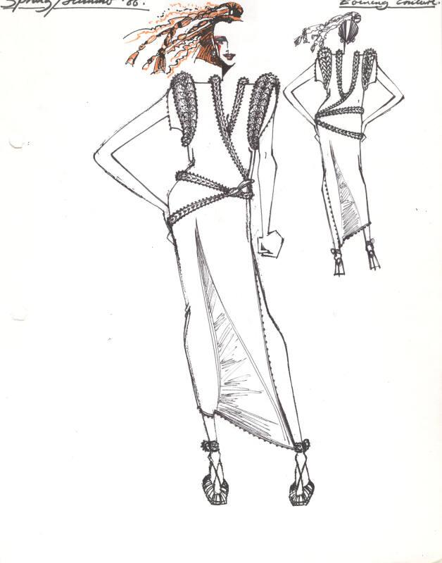 Drawing of Dress for Spring/Summer 1986 Couture Collection