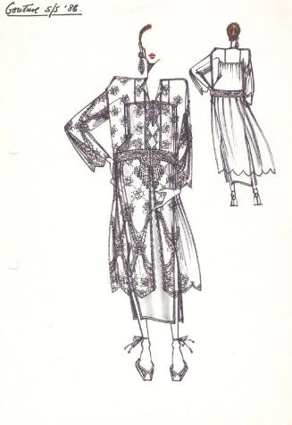 Drawing of Dress and Coat for Spring/Summer 1986 Couture Collection