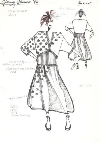 Drawing of Jacket and Skirt for the Spring/Summer 1986 Collection