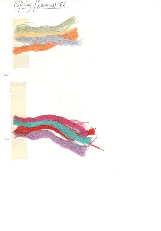 Thread Colour Sample Swatches for Spring/Summer 1986 Knitting Collection