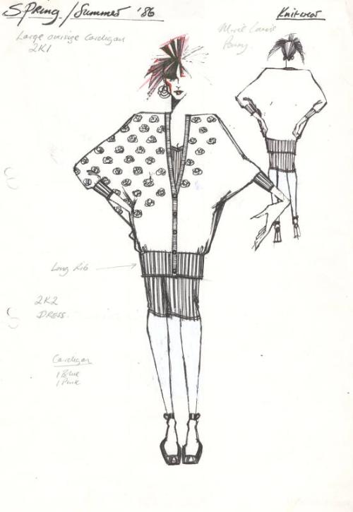 Drawing of Cardigan and Skirt for Spring/Summer 1986 Knitwear Collection
