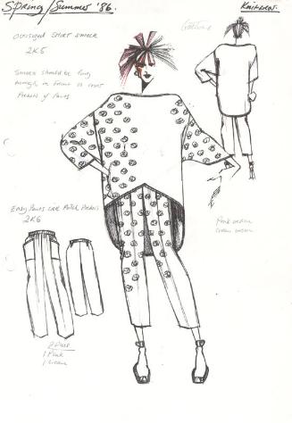 Drawing of Jumper and Trousers for Spring/Summer 1986 Knitwear Collection
