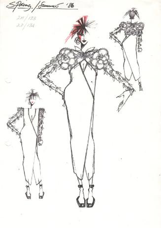 Drawing of Dress and Bolero for the Spring/Summer 1986 Rose Collection