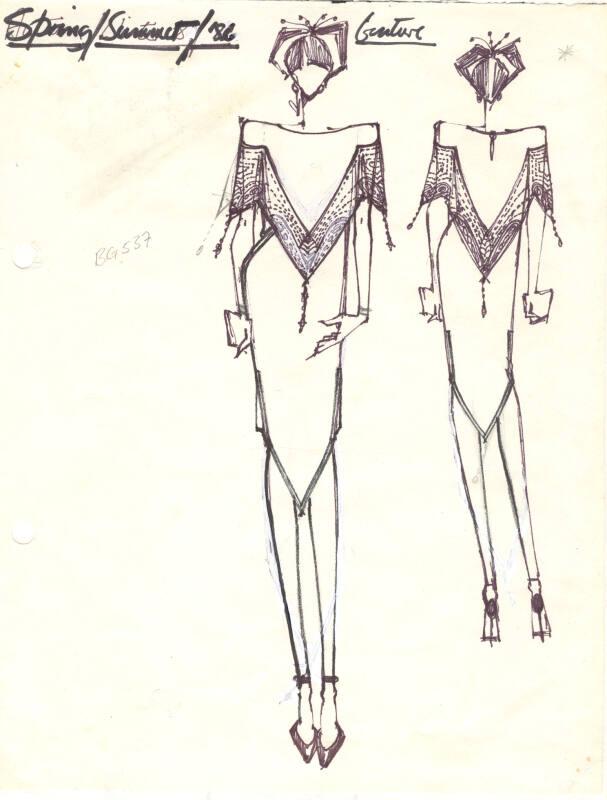 Drawing of Dress for Spring/Summer 1986 Couture Collection