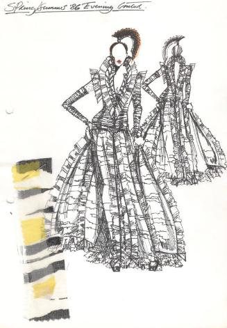 Drawing of Dress for Spring/Summer 1986 Evening Couture Collection
