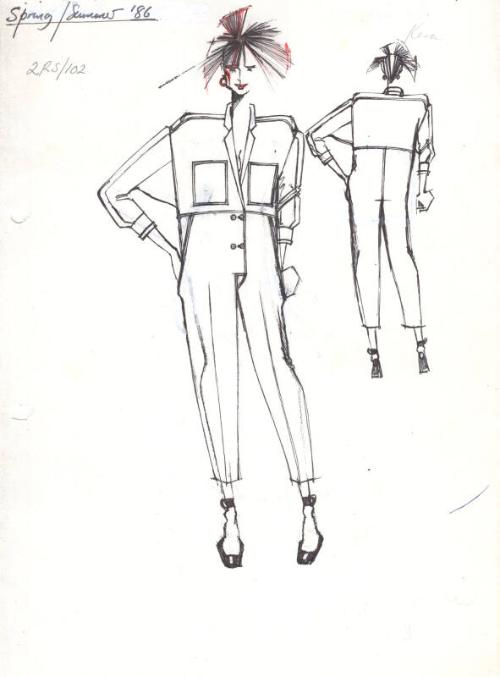 Drawing of Jumpsuit for the Spring/Summer 1986 Rose Collection