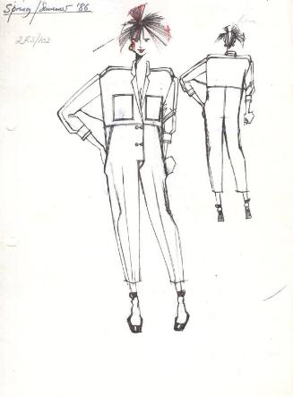 Drawing of Jumpsuit for the Spring/Summer 1986 Rose Collection