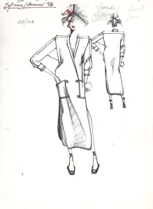 Drawing of Dress for the Spring/Summer 1986 Rose Collection