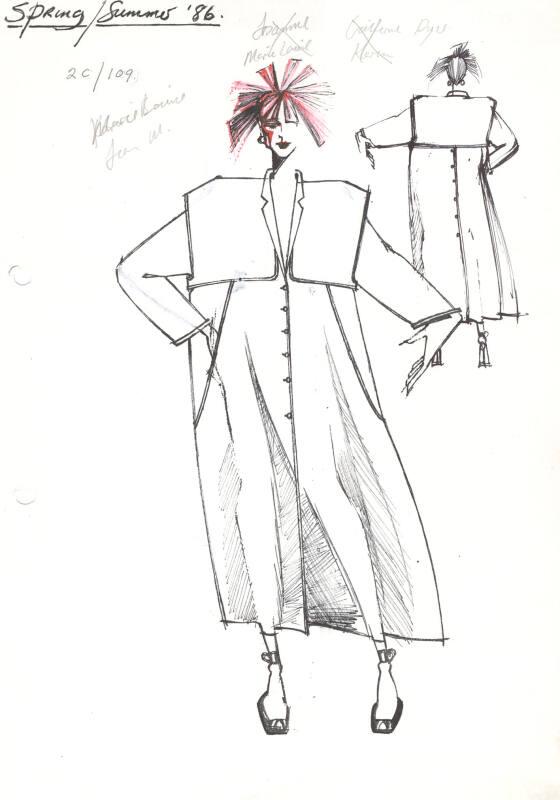 Drawing of Coat for the Spring/Summer 1986 Rose Collection