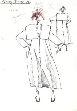 Drawing of Coat for the Spring/Summer 1986 Rose Collection