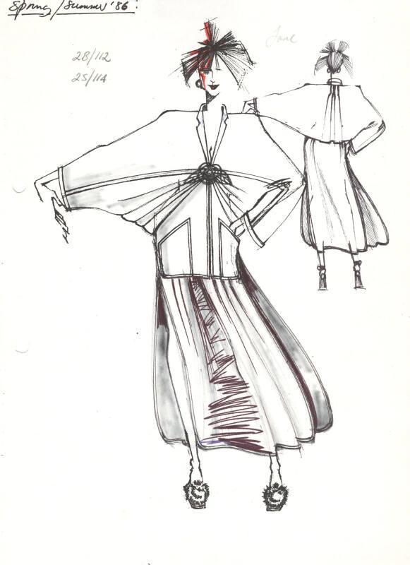 Drawing of Jacket and Skirt for the Spring/Summer 1986 Collection