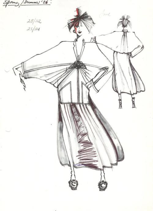 Drawing of Jacket and Skirt for the Spring/Summer 1986 Collection