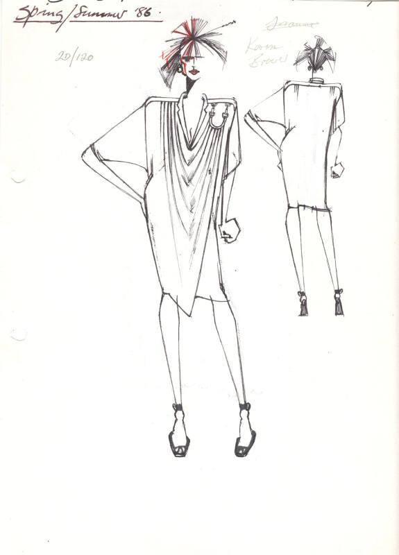 Drawing of Dress for the Spring/Summer 1986 Rose Collection