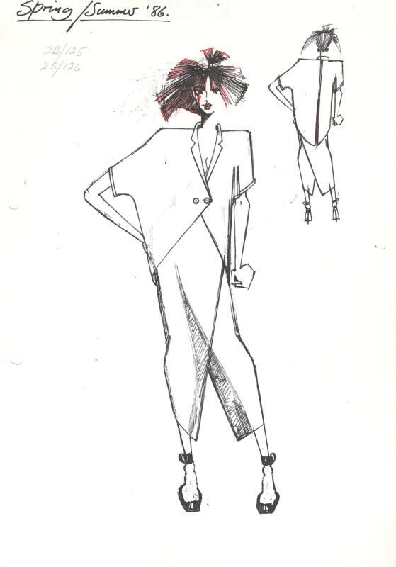 Drawing of Top and Skirt for the Spring/Summer 1986 Rose Collection